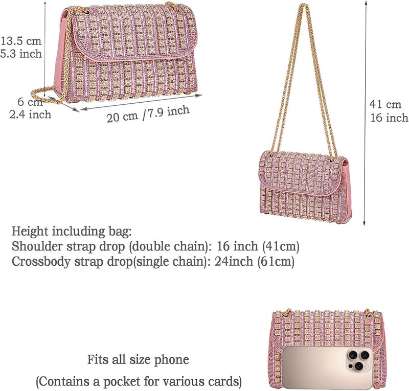 BBTT.ful Shoulder Bags Crossbody Bag Purses Handbags Crystals Rhinestone Evening Bag for Women Clutch Purse with Chain - Image 3